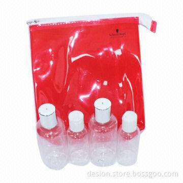 Travel bottle set with EVA bag. water bottle made of transparent plastic